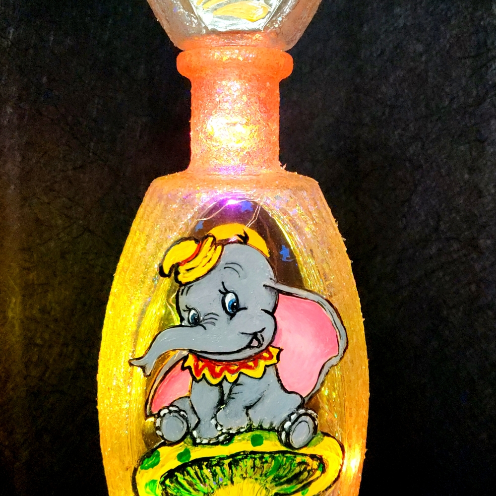 Cute Dumbo The Elephant Night Light Bottle - Pink & Yellow